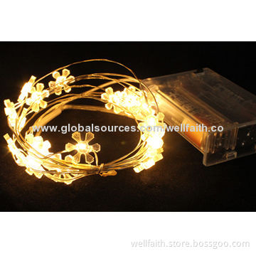 Snowflake Model LED Battery Operated Copper Wire String Light for Flower Decoration, 0.4, 0.6W Power